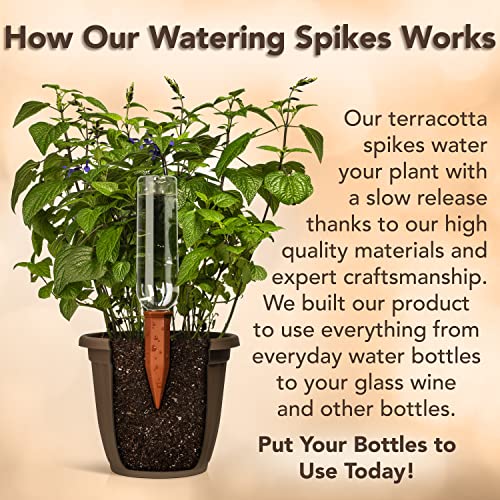 6 Pack Terracotta Watering Spikes for Indoor and Outdoor Plants - Simple and Easy Setup - Keep Plants Happy and Watered While You are Away - view 4