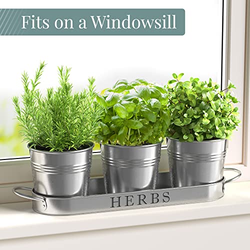 Indoor Herb Garden Planter Pots Set/3 (Galvanized) - view 3