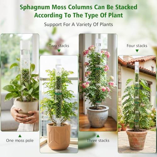 9 Inch Stackable D Shaped Moss Pole Watering Dripper - 4 Pcs Plastic Moss Poles for Climbing Plants, Self Watering Moss Pole Monstera Plant Support, Indoor Plant Poles for Potted Plants - view 3