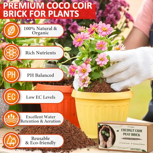 8 Pack Coco Coir Bricks for Plants- 100% Organic Coconut Coir Soil - view 2