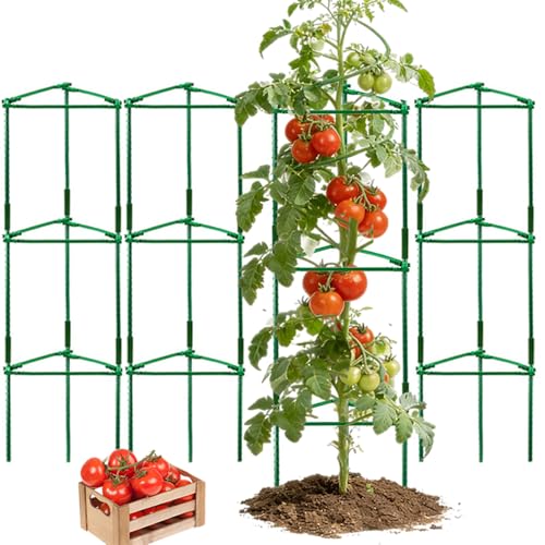 4 Pack Tomato Trellis & Cages, Plant Support Stakes for Outdoor Vertical Garden, Climbing Plants, Vegetables, Tomatoes, Cucumbers