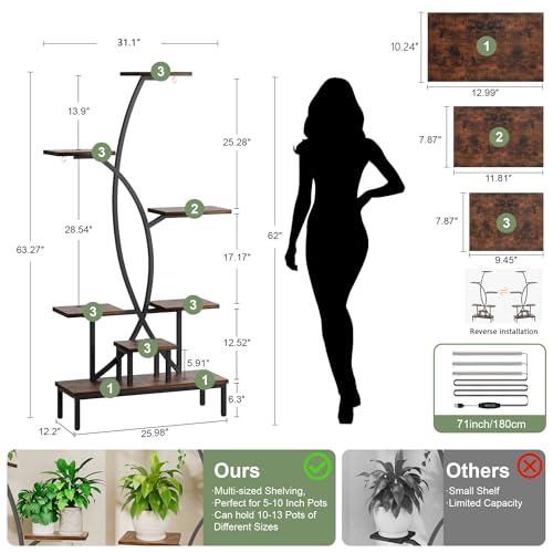 Plant Stand Indoor with Grow Lights - Tall Indoor Plant Shelf - view 4