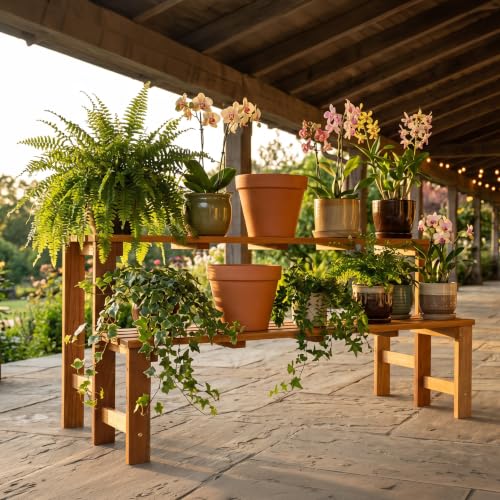 Sunnydaze 2-Tier Wooden Plant Stand for Indoor or Outdoor Use, 47” W - view 6