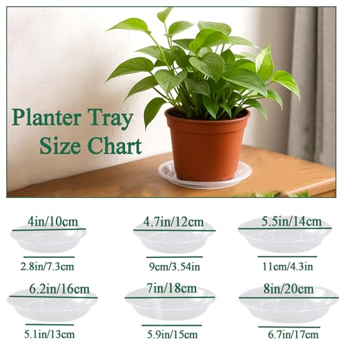 30 Pack Clear Plant Saucer 4/5/6 Inches Plastic Drip Trays to Catch Water - view 2