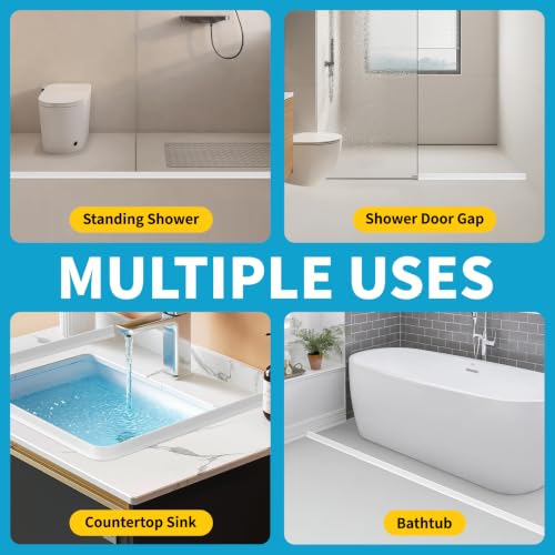 39" Collapsible Shower Threshold Water Dam Shower Water Stopper Barrier Keeps Water Inside Threshold Dry and Wet Separation Suitable for Bathroom Kitchen Sink Bathtub and More - view 5