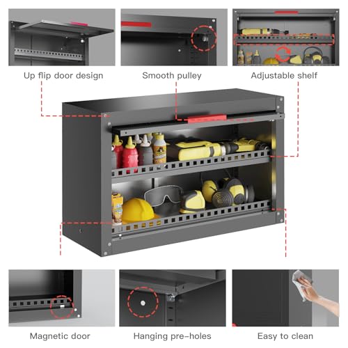 Metal Garage Wall Cabinet,Garage Storage Cabinet with Up Flip Door - view 6