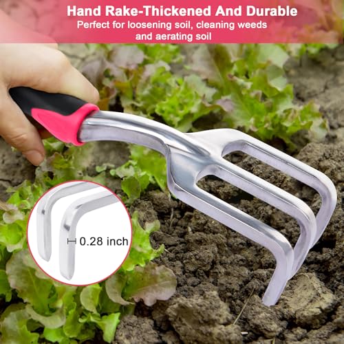 Garden Tools Set, 3 Pack Garden Shovel, Transplant Trowel and Hand Rake Red - view 6