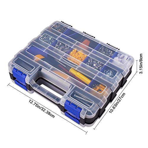 Small Parts Storage Case Tools Box Organizer Double Side 34 Compartments Hardware Organizers with Removable Plastic Dividers for Screws Nuts Nails Bolts - view 6