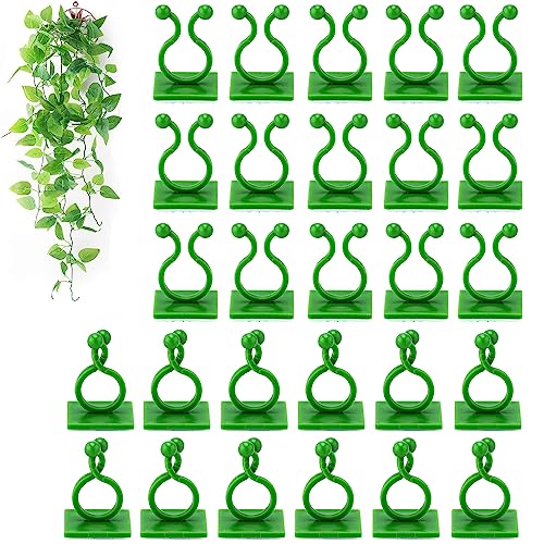 100Pcs Plant Climbing Wall Fixture Clips,Plant Fixer Invisible Wall Vines Fixing Clips Self-Adhesive Clips Plant Vine Traction for Indoor Outdoor Decoration and Cable Wire Fixing (Green)