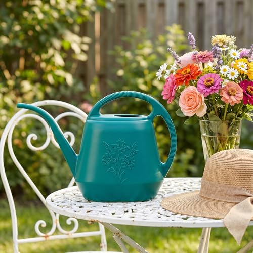 1-Gallon Plastic Watering Can with Comfortable Handle, Garden Watering Cans Long Spout for Indoor Outdoor Watering Plants (Green) - view 5