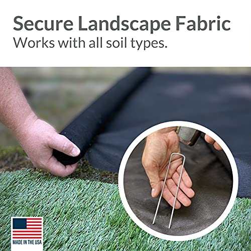 Garden Stakes 6 Inch 11 Gauge Galvanized Steel Landscape Staples, Heavy Duty Landscape Fabric Stakes 200 Pack for Weed Barrier, Sod, Edging, Fencing and Drip Irrigation Made in USA - view 3