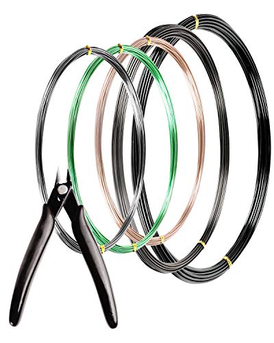 Bonsai Wire and Tool Kit, 5Pcs 164 Feet Aluminum | 3 Sizes (1mm, 1.5mm, 2mm) for Indoor Bonsai Tree Training and Shaping.