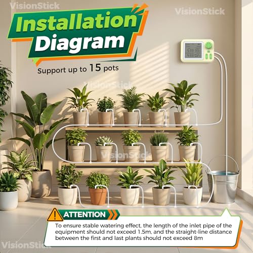 Automatic Indoor Drip Irrigation System with Programmable Timer Auto Vacation Plant Waterer for Up to 15 Potted Houseplants Rechargeable Self Watering Device - view 2