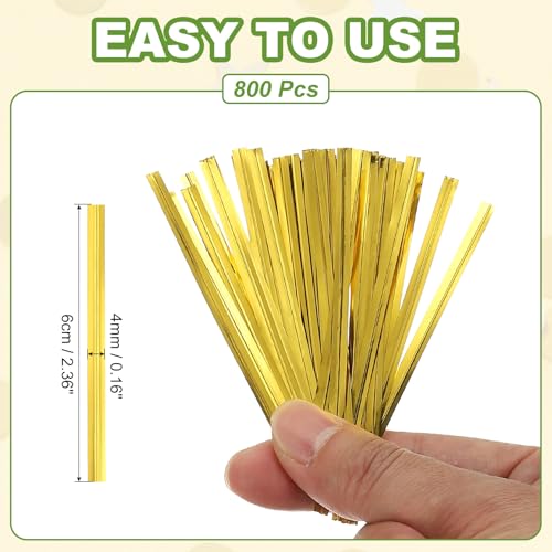 Bag Twist Ties 2" 800Pcs Metallic Bread Ties for Treat Bags - view 2