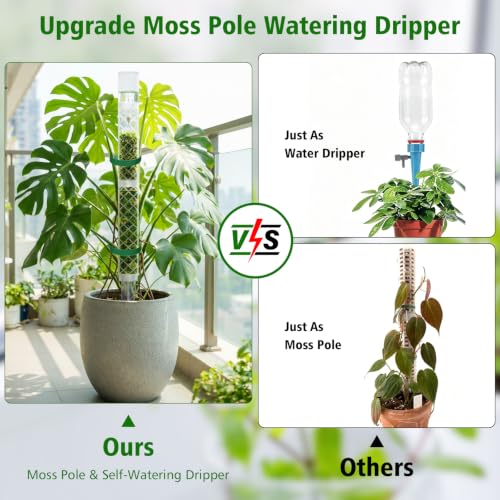 9 Inch Stackable D Shaped Moss Pole Watering Dripper - 4 Pcs Plastic Moss Poles for Climbing Plants, Self Watering Moss Pole Monstera Plant Support, Indoor Plant Poles for Potted Plants - view 6