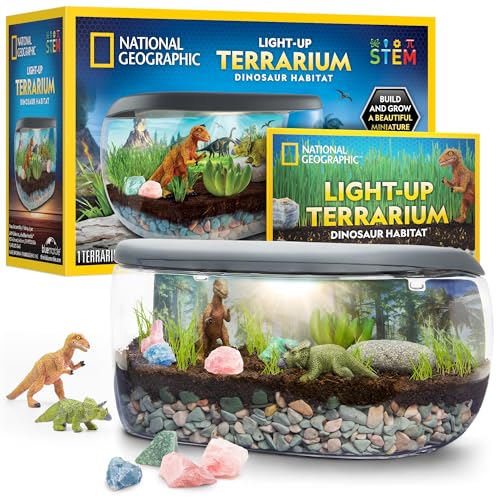 National Geographic Light-Up Dinosaur Terrarium Kit for Kids Ages 6+