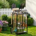 Garden Tool Organizer with Feet Up to 35 Long-Handled Tools Black