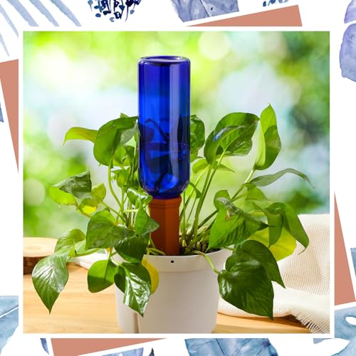 12 Pcs Watering Spikes for Indoor Plants Include Terracotta Self Watering Spikes Devices and 26 oz Plastic Bottles Slow Release Vacation Insert Automatic(Blue) - view 7
