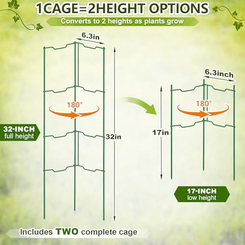 2 Pack 32 Inch Stacking Tomato Ladders, V-Shape Garden Trellis - view 2