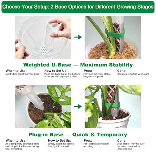 4 Pcs 9 Inch D Shaped Moss Pole with Watering Dripper, Plastic Moss Poles for Climbing Plants, Sturdy Monstera Plant Support, Self Watering Moss Pole Kit for Plants Indoor (2Pack 4Pcs-Translucent) - view 4