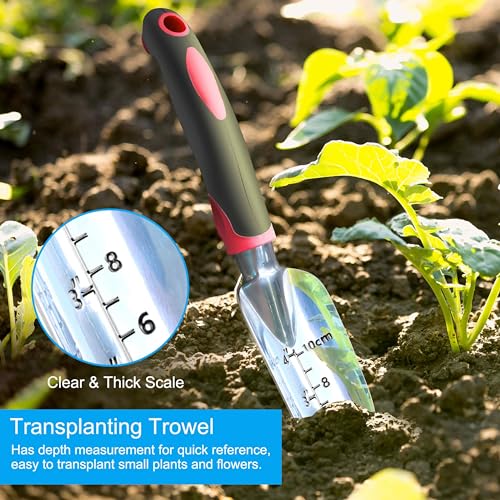 Garden Tool Set, 3 Pieces Aluminum Heavy Gardening Kit Including Hand Shovel, Transplant Shovel and Hand Rake with Soft Rubber Non-Slip Handle, Peoplewholovegardeningenjoy apleasant Experience - view 4