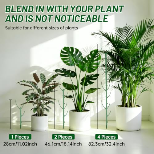 Monstera Plant Support, 6 Pack Upgraded Plant Stakes for Indoor Plants, 0.39 in Thick Stackable House Plant Stakes with Plant Tie & 20 Clips for Pothos, Vine, Climbing Plants - view 4