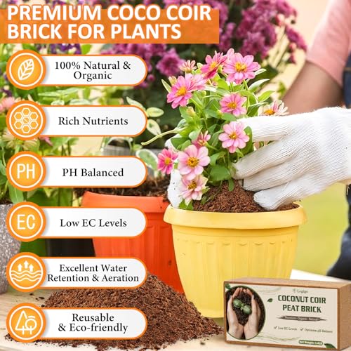 4 Pack Coco Coir Bricks for Plants- 100% Organic Coconut Coir Soil - view 2