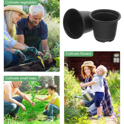 30pcs Plastic Nursery Plant Pots 100mm Diameter Medium Black Seedling Starter Containers for Indoor Outdoor Gardening and Succulent Propagation - view 3