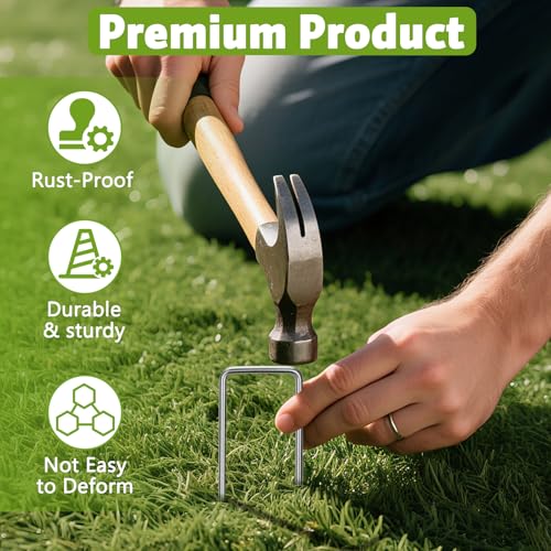 Heavy Duty 12 Inch Galvanized Landscape Staples Stakes, 15 25 50 100 Pack 8 Gauge Garden Metal Stakes, Ideal for Weed Barrier Stakes, Drip Irrigation Tubing, Landscape Fabric, Lawn(25, 12inch) - view 4
