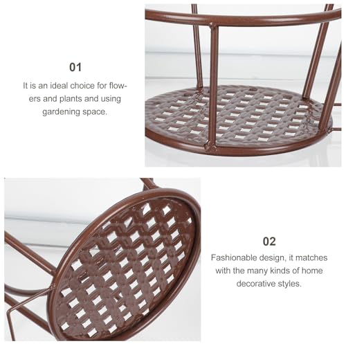 Balcony Hanging Flowerpot Stand Iron Plant Pot Shelf for Patio Railing with Thickened Antique Bronze Frame – Outdoor Gardening Supplies for Hanging Planters and Fence Plant Display - view 3