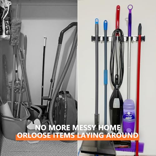 Broom Holder Wall Mount Mop Hanger Tools organizer 4Racks 5Hooks - view 4