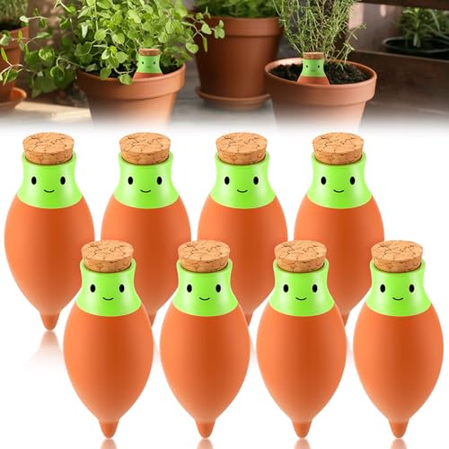 8 Pcs Self Watering Terracotta Globes 11.5oz Large Ollas Plant Watering Globes Planter Insert Spike Pot Clay Planter Irrigation Device for Outdoor Indoor Easy to Refill Plant Lover Gift
