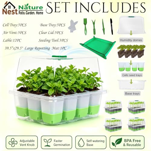 NestNature Silicone Seed Starter Tray, 60-Cell, Waterproof Repotting Mat - view 3