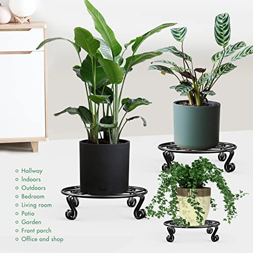 Original Patented Plant Stand for Flower Pot Heavy Duty Potted Holder Indoor Outdoor, Metal Rustproof Iron Garden Container Round Supports Rack for Planter, Black, 11.8 Inches - view 4