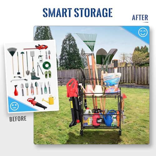 Rolling Garden Tool Organizer for Garage, Yard and Lawn Tools - view 5
