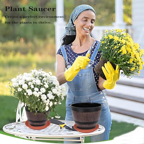 6 Pack of 12 inch Plant Saucer Plant Tray, Plastic Plant Saucer 12 inch, Heavy Duty Plant Tray for Pots, Plant Saucers for Indoors Planter, Garden Water Plate Bowls 10"/11"/12" (Terracotta) - view 5