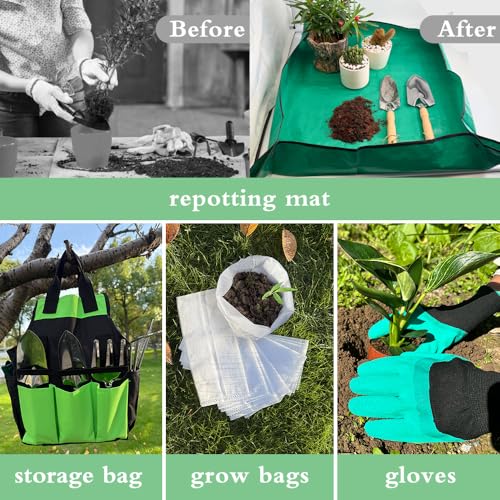 Garden Tools Set, Stainless Steel Gardening Supplies Kit, Gardening Kit, Garden Hand Tools with Fashion and Durable Storage Bag, Planting Tools, Ideal Gifts for Women & Men (10 Pieces) - view 6