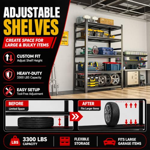 Garage Shelving,Heavy Duty Shelving with Double-Layer Columns 72H×36W×15D - view 5