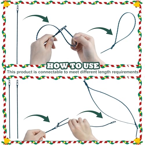 50pcs Christmas Garland Ties Green Banister Twist Ties Flexible Self Locking Nylon Strap 15.7Inch Adjustable Garland Hanger Decorative Holiday Wreath Hanger for Christmas Lights Wreath Making Stairway - view 7