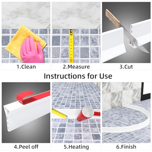 3"H Shower Threshold Water Dam, Shower Water Guard (59 inch, White) - view 5