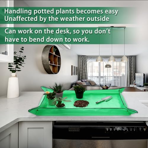 Plant Repotting Mat,Extra Large Waterproof Potting Mats,Foldable Potting Mat for Indoor Plant Transplanting and Dirt Control,Portable Gardening Mats for Repotting(43''*30'',Green) - view 3