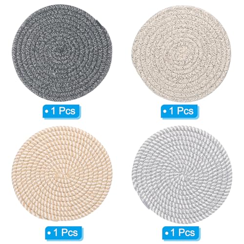 4-Pack Plant Coasters 7 Inch Woven Plant Mat Stripe Color Set - view 3
