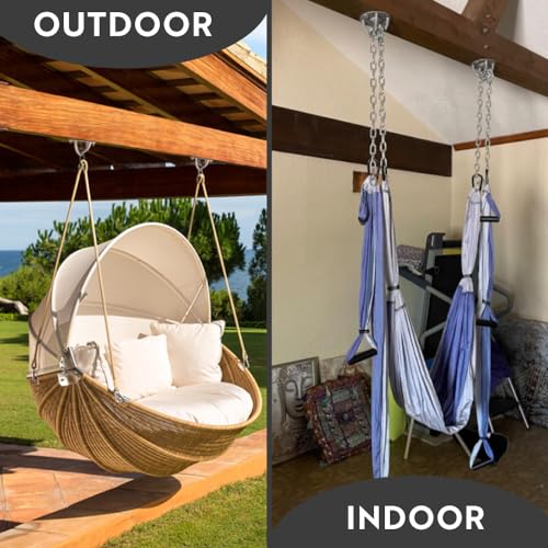 Ceiling Hooks - Industrial Strength Hold Up to 600 lbs, Includes Anchors & Bolts Yoga Starter Set - Suitable for Gym Rings, Suspensions, Indoor/Outdoor Use - view 4