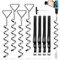 Trampoline Stakes Anchors Ground Anchors Screw in, Silver-4Pack