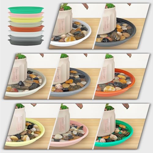 3Pcs Plant Saucer Tray, Heavy Duty Plastic Plant Drip Trays for Indoors and Outdoors, 6 8 10 12 14 16 inch Sizes, Flower Plant Water Tray Base (Dark Gray 12") - view 6