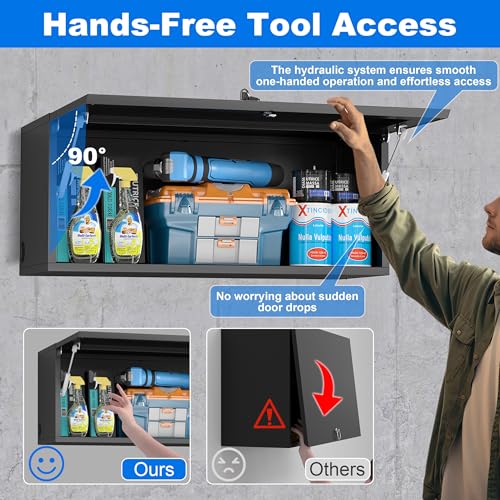 Metal Wall Mounted Storage Cabinet with Gas Spring for Garage - view 4