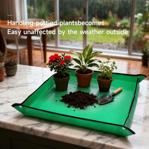 26" x 26" Repotting Mat for Indoor Plants - Waterproof Plant Potting Tray, Portable Gardening Mat for Succulents Soil Mess Control - view 2
