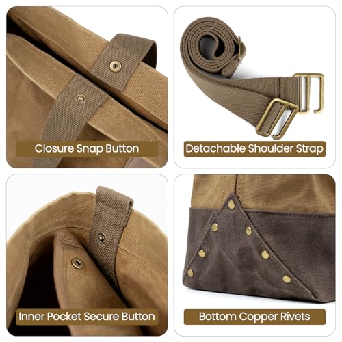 Waxed Canvas Tool Tote Bag, 36L Heavy Duty Storage Bag - view 5