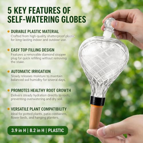 2 Pack 17 oz Large Plant Self Watering Globes to 2 Weeks Watering, Clear - view 2