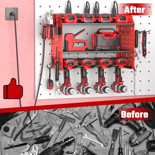 Power Tool Organizer Wall Mount 3 Layer Charging Station with 6 Outlets - view 5